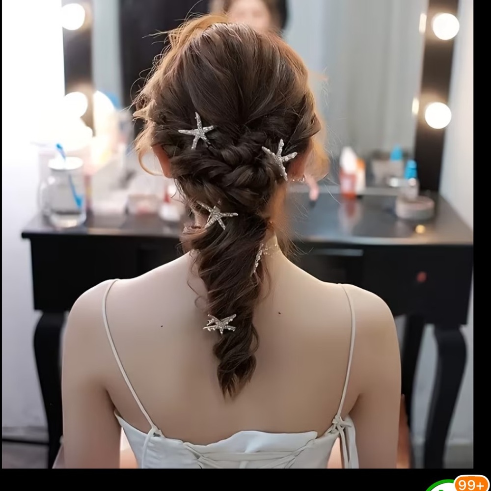 ⚪️🌟⚪️ STARFISH HAIR CLIPS (2) WITH PEARLS & RHINESTONES❗️⚪️🌟⚪️ - Picture 7 of 8